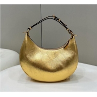 Inexpensive Fendigraphy Small Gold laminated leather bag 8BR798A