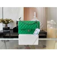 Top Quality Chanel classic handbag Lambskin&silver Metal 01112 green