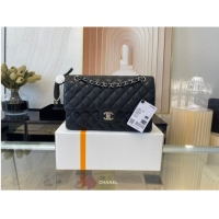 Luxury Discount Chanel classic handbag Grained Calfskin&silver Metal 01112 black