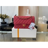 Luxury Perfect Chanel classic handbag Grained Calfskin&gold Metal 01112 red