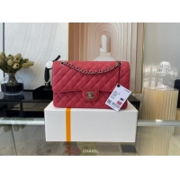 Affordable Price Chanel classic handbag Grained Calfskin&silver Metal 01112 red