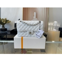 Grade Quality handbag Grained Calfskin&silver Metal 01112 white