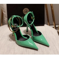 Grade Quality Versace Glazed Calfskin Pumps 11cm Green 031918