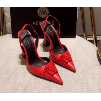 Luxury Versace Leather Slingback Pumps 11cm Red 031926