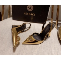 Good Quality Versace Leather Slingback Pumps 11cm Gold 031930