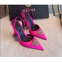 Famous Versace Silk Slingback Pumps 11cm Hot Pink 031932