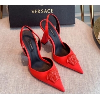 Sophisticated Versace Silk Slingback Pumps 11cm Red 031934