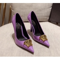 Purchase Versace Glazed Leather Pumps 11cm Purple 031938