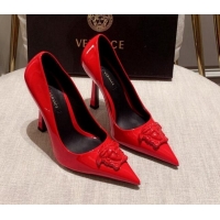 Top Grade Versace Glazed Leather Pumps 11cm Red 031940