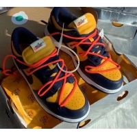 Top Design Nike x Off- Dunk Low Sneakers Yellow/Navy Blue 051044