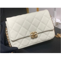 Top Quality Chanel Grained Calfskin Shoulder Bag AS3103 white