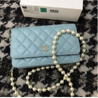 Well Crafted Chanel Lambskin Flap Shoulder Bag CC33814 light blue