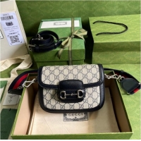 Luxury Discount Gucci Horsebit 1955 GG mini bag 658574 blue