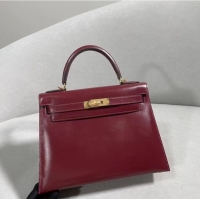 Top Grade Discount Hermes BOX Leather KL28 Burgundy