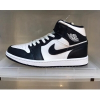 Stylish Nike Air Jordan AJ1 Mid-top Sneakers Black/White 112365