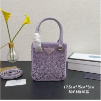 Good Product Good Product Prada leather small-bag with artificial crystals tote 1BC331 Purple