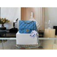 Low Cost Chanel MINI Flap Bag Original Sheepskin Leather 1115 sky blue