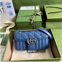 Famous Brand Gucci GG Marmont matelasse mini bag 446744 blue