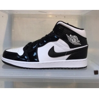 Classic Hot Nike Air Jordan AJ1 Patent Leather Mid-top Sneakers Black/White 112379