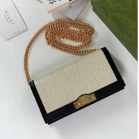 Good Looking Gucci GG wallet with chain 676155 white