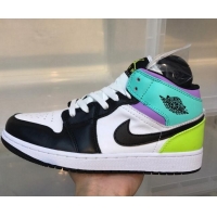 Stylish Nike Air Jordan AJ1 Mid-top Sneakers Multicolor 112381