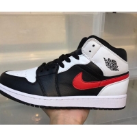 Discount Nike Air Jordan AJ1 Mid-top Sneakers Black/White/Red 112382