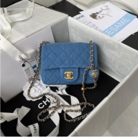 Promotional Chanel Flap denim Shoulder Bag AS1115 blue