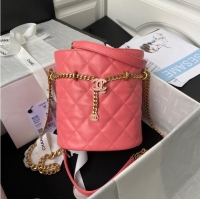 Market Sells Chanel Drawstring Bag & Gold Metal AS3116 pink