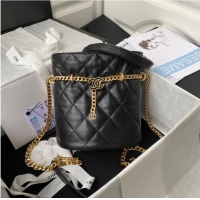 Luxury Discount Chanel Drawstring Bag & Gold Metal AS3116 black