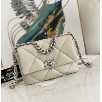 Discount Chanel 19 flap bag AS1160 AS1161 AS1162 Off White Silver Hardware