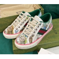 Sophisticated Gucci Women's Tennis 1977 Tiger Print Canvas Sneakers 030568