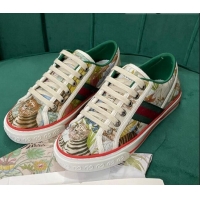 Hot Style Gucci Men's Tennis 1977 Tiger Print Canvas Sneakers 030569