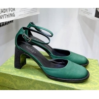 Best Product Gucci Silk High Heel Pumps 8.5cm Green 030704