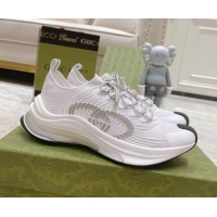 Durable Gucci Run Sneakers in Interlocking G Knit Fabric White 032543