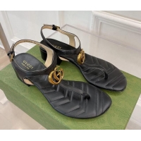 Lowest Price Gucci Calfskin GG Thong Sandals 3.5cm Black 032856