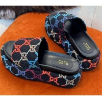 Best Price Gucci GG Jacquard Platform Slide Sandals 5.5cm Black 032896