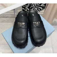  Good Quality Prada Leather Mules Black 2022 032452