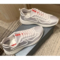 Good Looking Prada Men's America's Cup Fabric Sneakers Silver White 032613