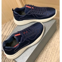 Sumptuous Prada Men's America's Cup Fabric Sneakers Navy Blue 032615