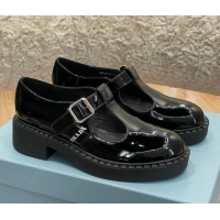 Lowest Cost Prada Patent Leather Mary Jane T-strap Shoes/Loafers Black 032619