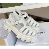 Charming Prada Foam Rubber Flatform Sandals 5.5cm White 032625