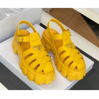 Stylish Prada Foam Rubber Flatform Sandals 5.5cm Yellow 032627