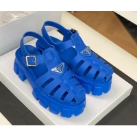 Luxury Prada Foam Rubber Flatform Sandals 5.5cm Blue 032628