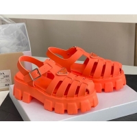 Lower Price Prada Foam Rubber Flatform Sandals 5.5cm Orange 032630