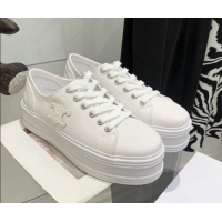 Low Cost Celine Canvas Flatform Low-top Sneakers White 032401