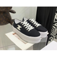 Discount Celine Canvas Flatform Low-top Sneakers Black 032402