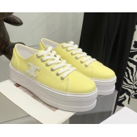 Fashion Celine Canvas Flatform Low-top Sneakers Yellow 032403