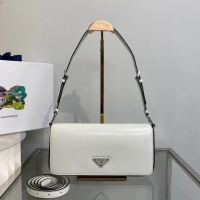 Top Grade Prada Brushed leather Prada Femme bag 1BD323 White