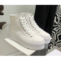 Perfect Celine Canvas Flatform High-top Sneakers White 032405