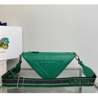 Top Quality Prada Leather Triangle shoulder bag 2EV055 green